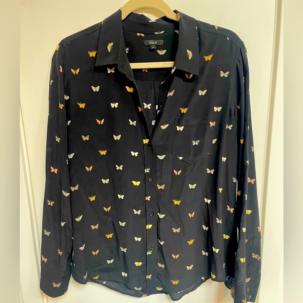 RAILS Black Butterfly Print Women’s Shirt.